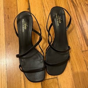 Aria Strappy Black Kitten Heel Sandals. Size 39.